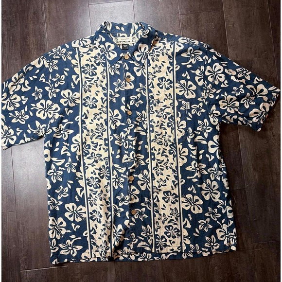 O'Neill Other - O'Neill Button Down Shirt Mens Large Blue Floral Hawaiian Short Sleeve Tropical